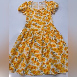 EUC – Petal and Pup White and Yellow Floral Linen Blend Midi Dress – Size 10